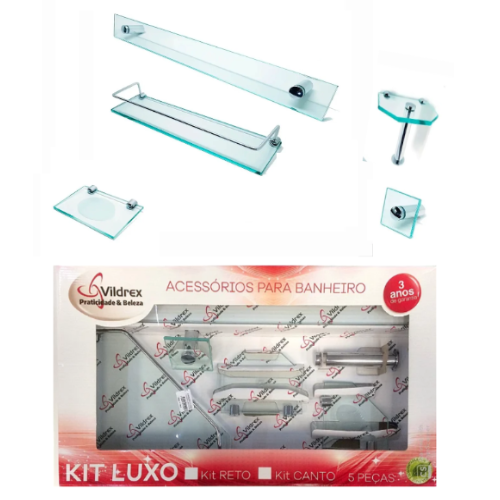 Kit Acessórios Luxo com 5 Peças Incolor para Canto Vildrex